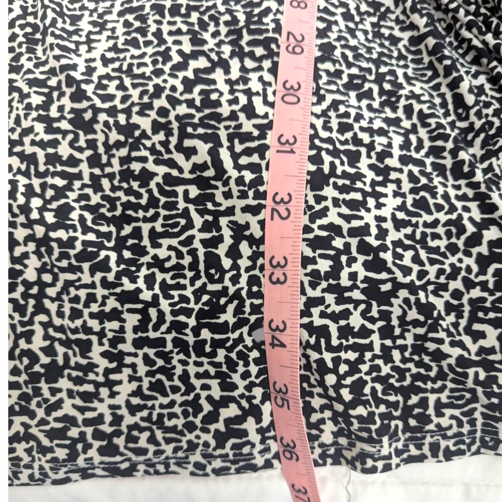 Lauren Ralph Lauren Black White Printed Ruched A Line Jersey Knit Dress Size 8 - Picture 9 of 12